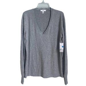 BP Nordstrom Grey Heather V Neck Long Sleeve Sweater NWT